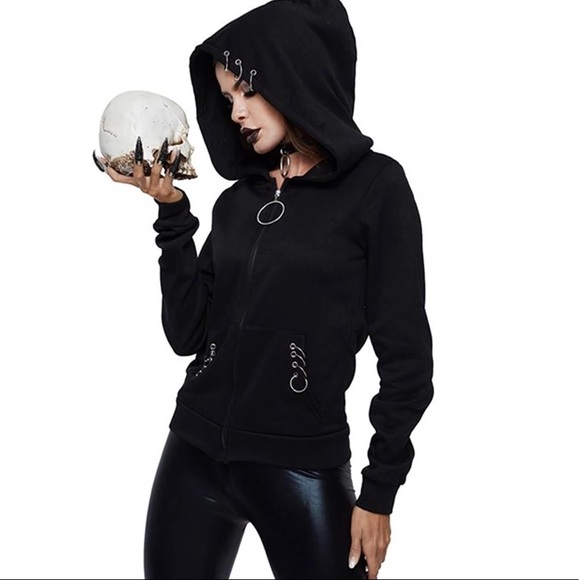 Metal Rings Black Hoodie - Picture 2 of 5